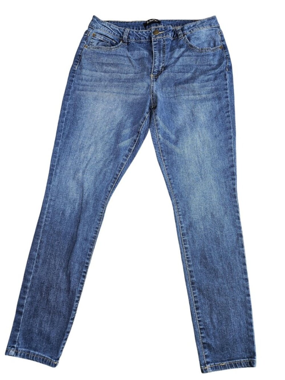 D. Jeans Straight Leg Jeans Womens 14 Blue Med Wash Mid Rise Stretch Denim